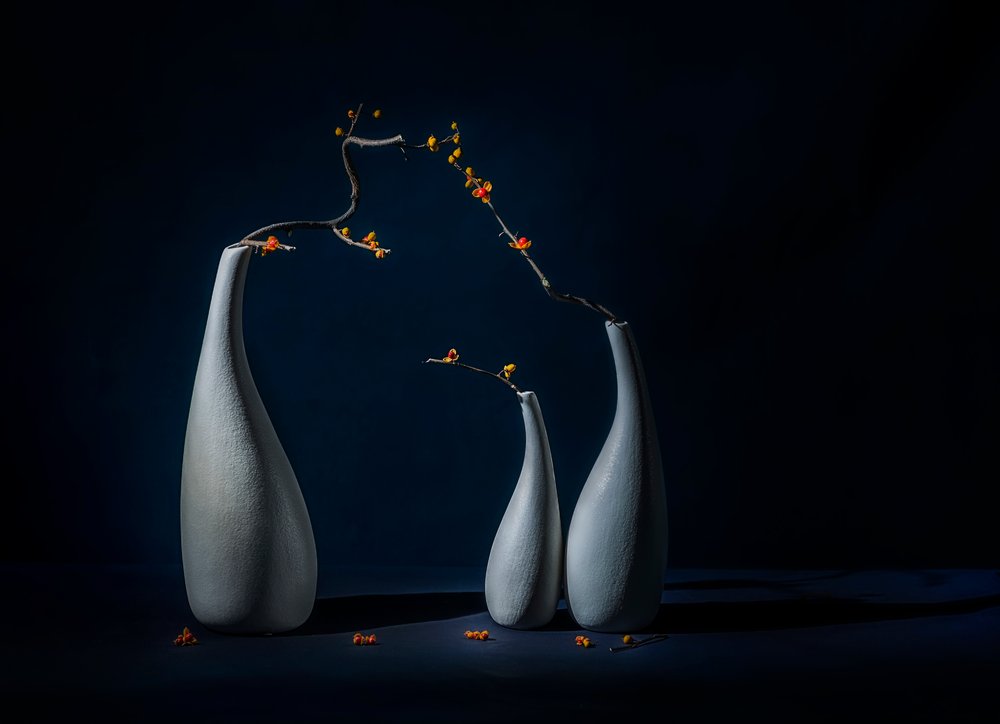 Elegant Vases with Blooms by John-Mei Zhong