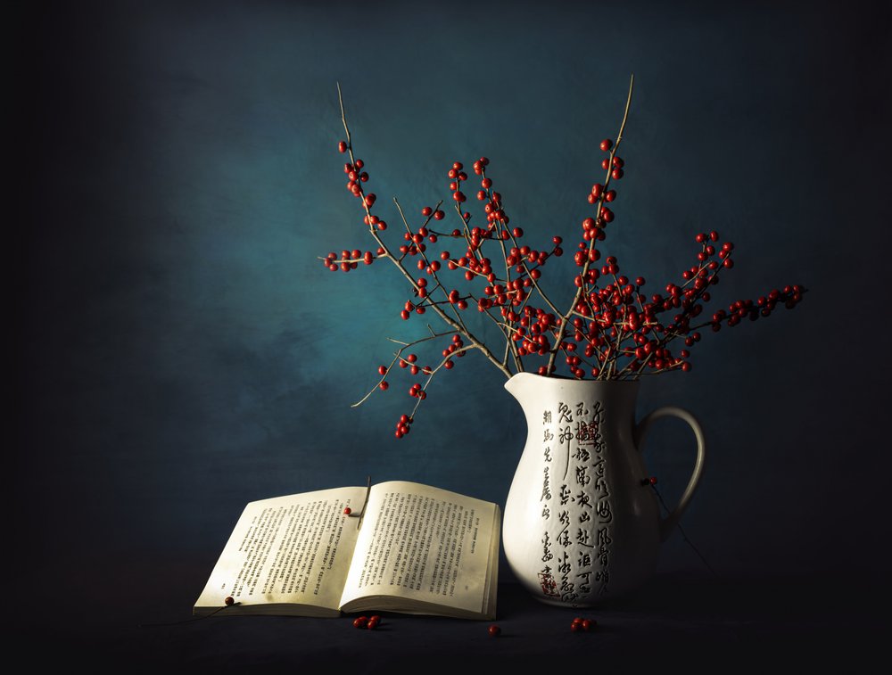 Winter Berries And Book by John-Mei Zhong