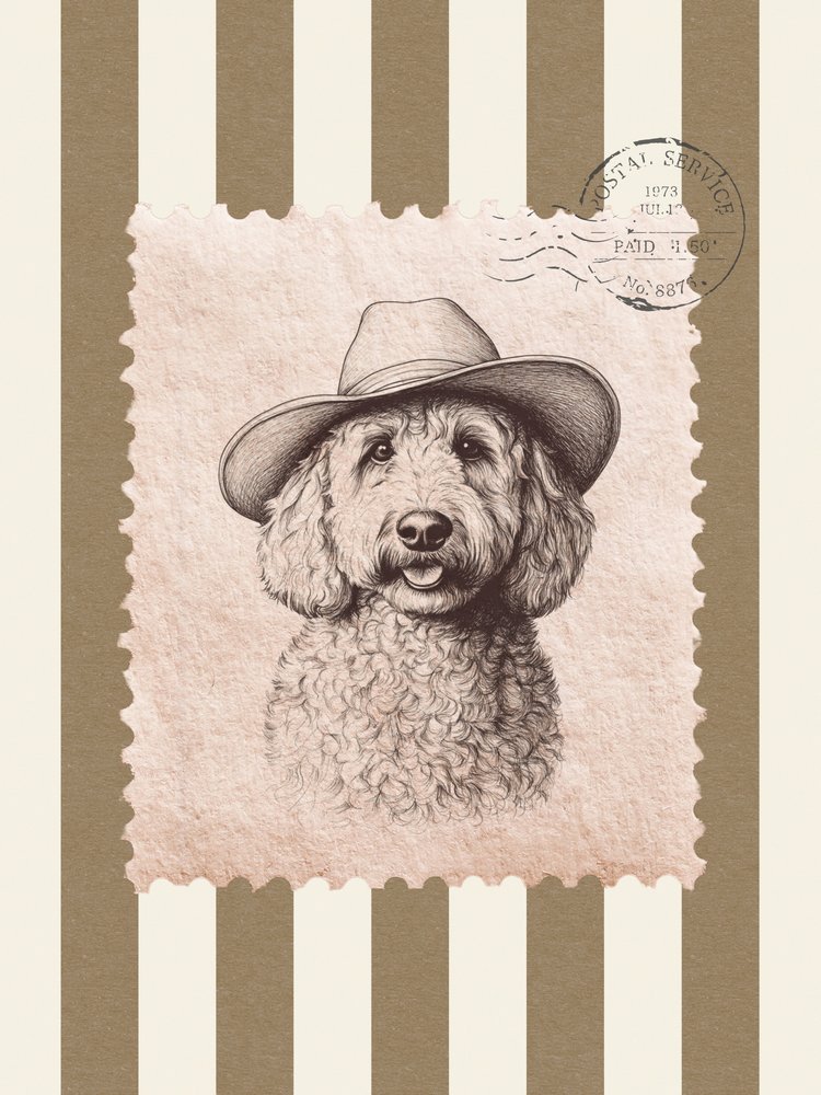 Goldendoodle Cowboy Stamp by Jolly and Dash