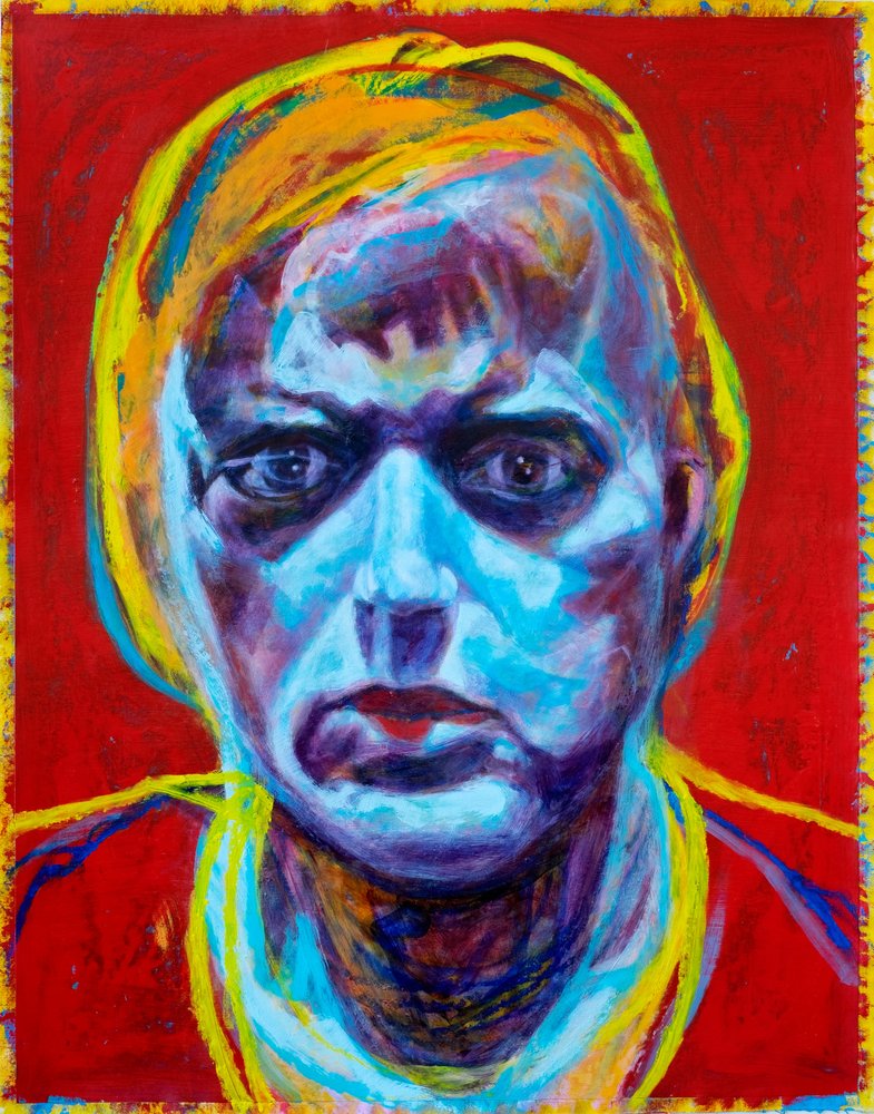 Expressive Blue Face Portrait by Joshua Hoskins