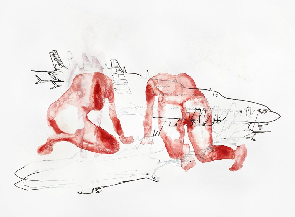 Red Figures Travel Sketch by Joshua Hoskins