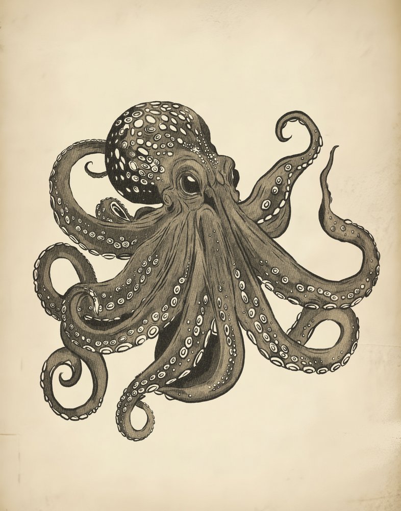 Elegant Vintage Octopus by Josie George