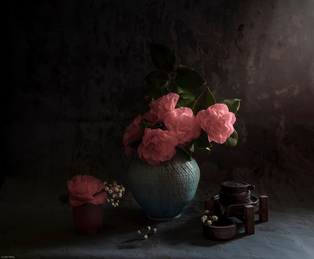 Moody Camellia Arrangement by Judy Tseng