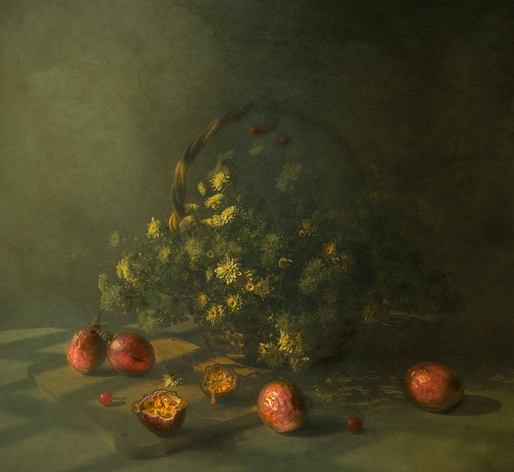 Moody Passion Fruit Flowers by Judy Tseng