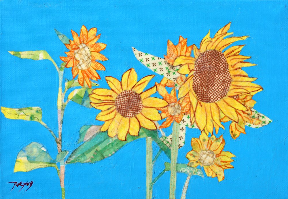 Bright Sunflower Collage by Jukyong Park