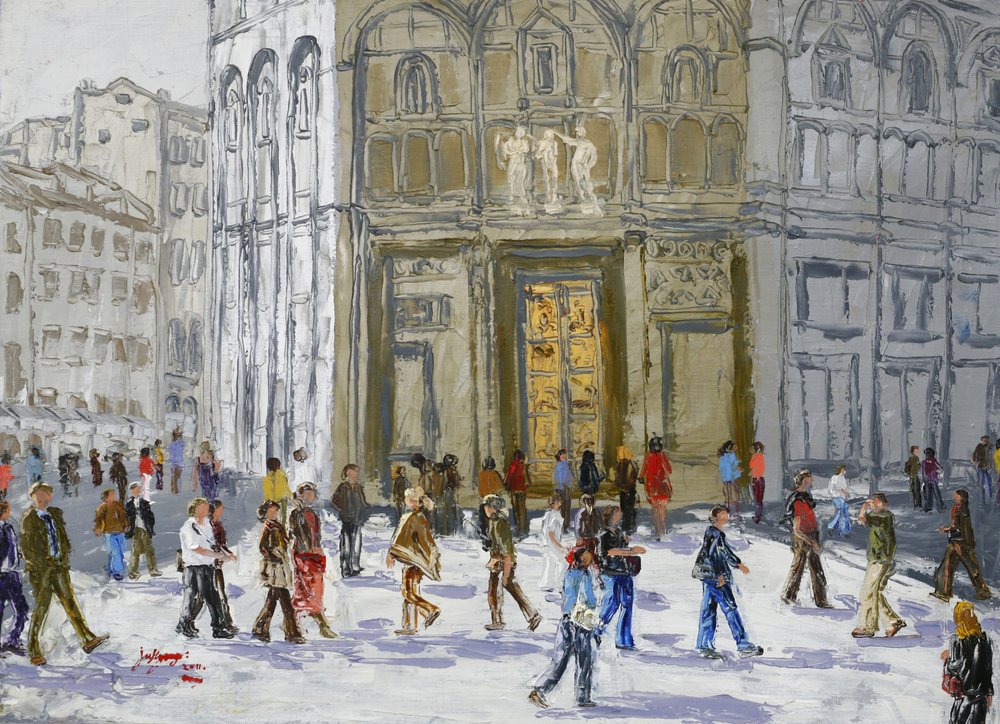 Bustling European City Square by Jukyong Park