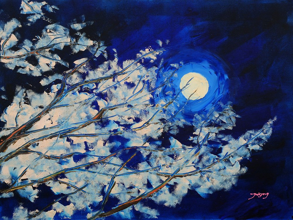 Moonlit Winter Branches by Jukyong Park