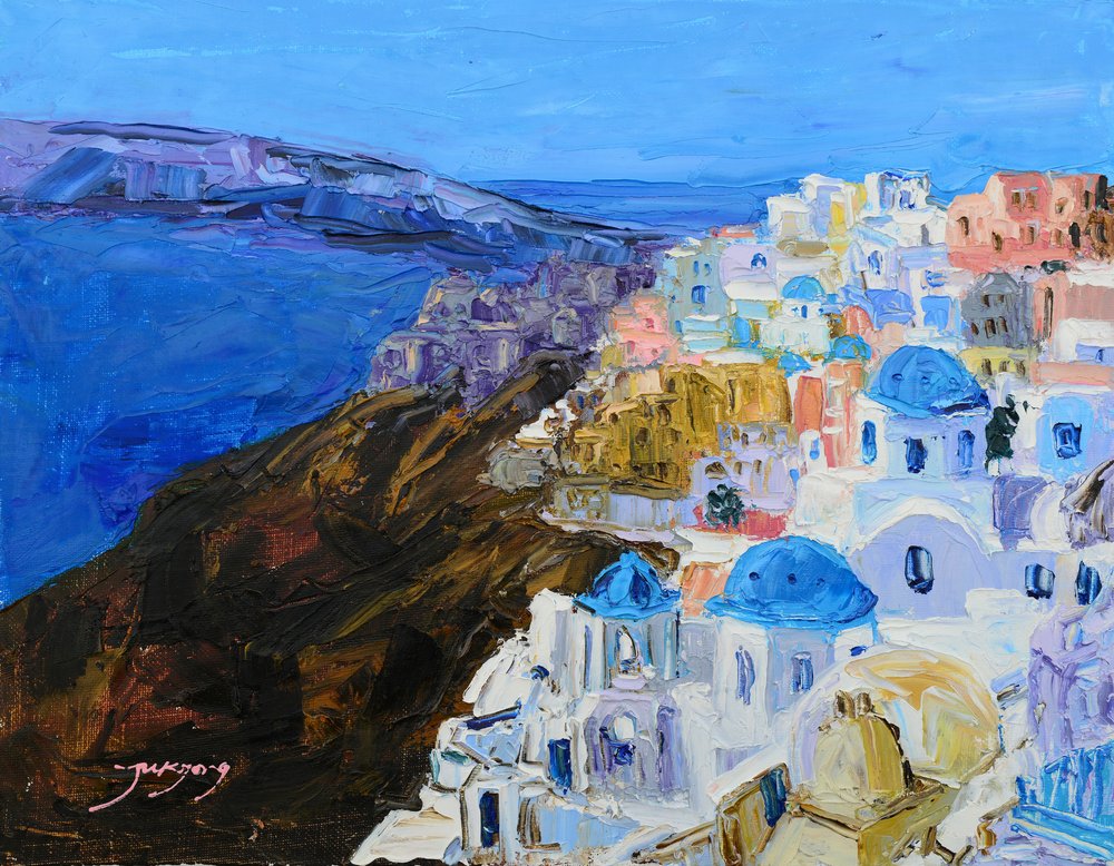 Santorini Blue Domes by Jukyong Park