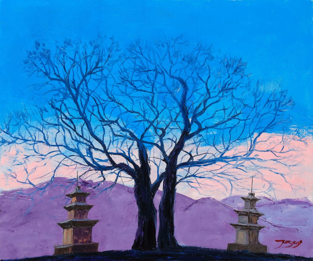 Serene Pagoda Landscape by Jukyong Park