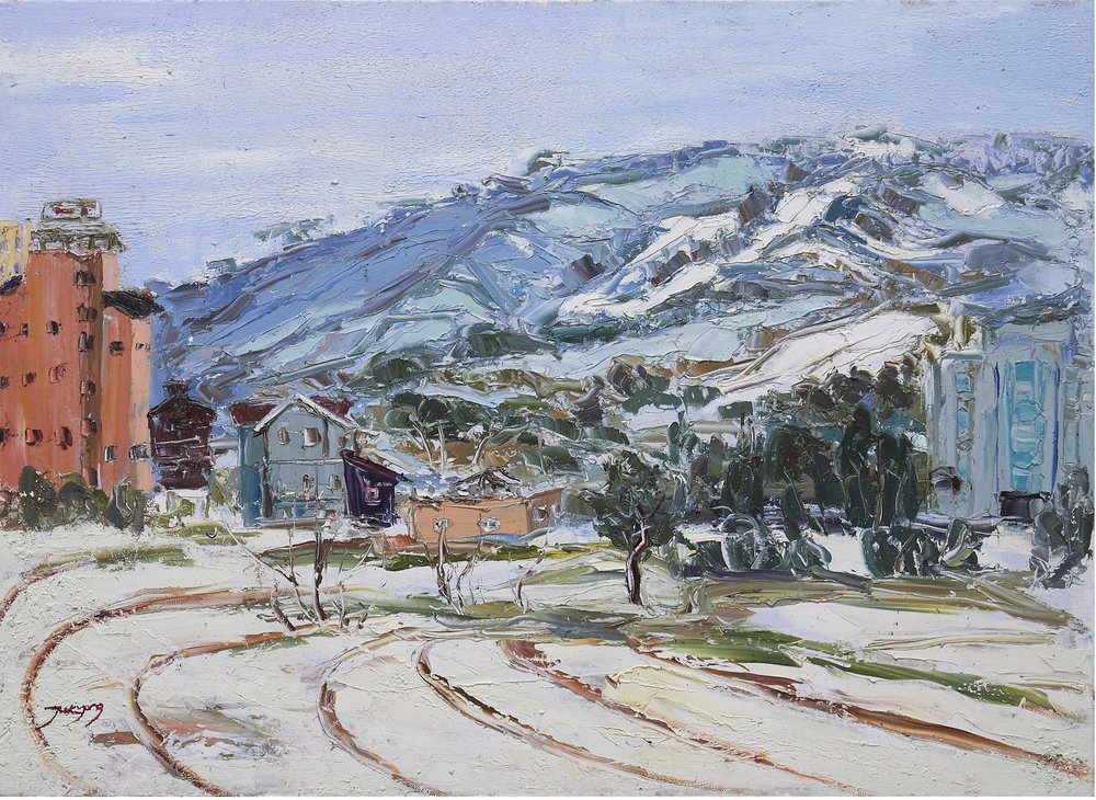 Snowy Urban Hillside by Jukyong Park