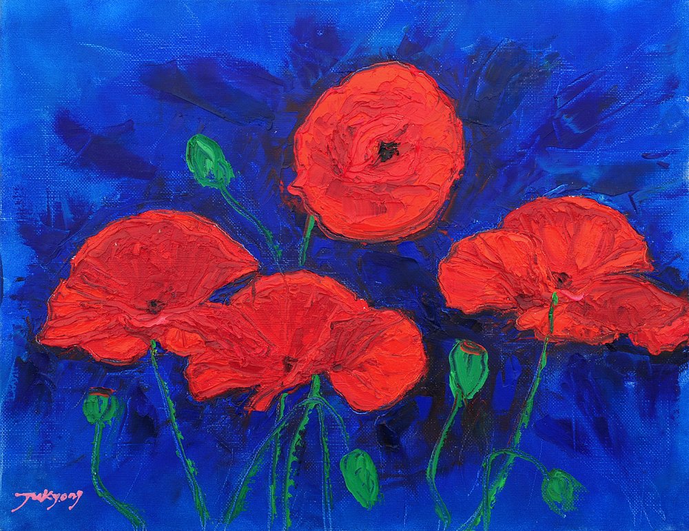 Vibrant Red Poppies by Jukyong Park