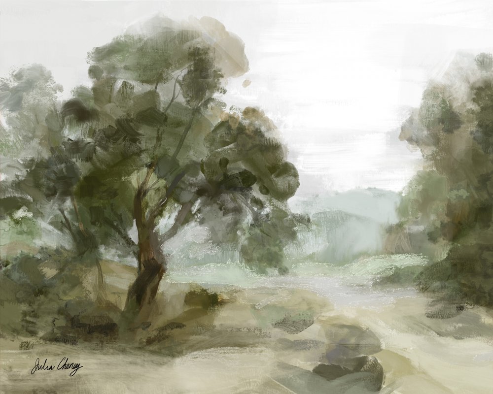 Misty Valley Path by Julia Cheney