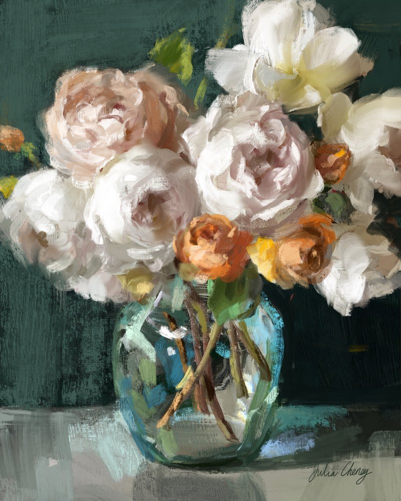 Soft Floral Still Life by Julia Cheney