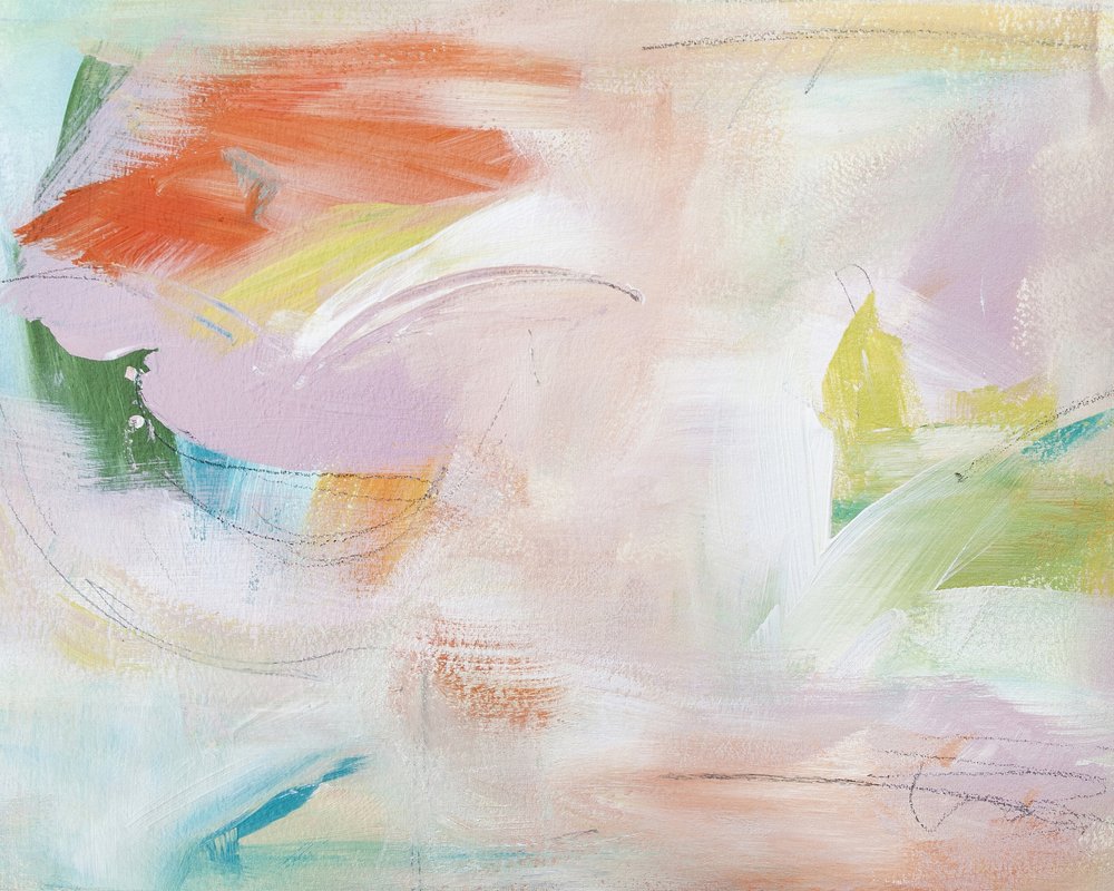 Dynamic Brushstrokes of Orange Green and Purple by Julia Contacessi