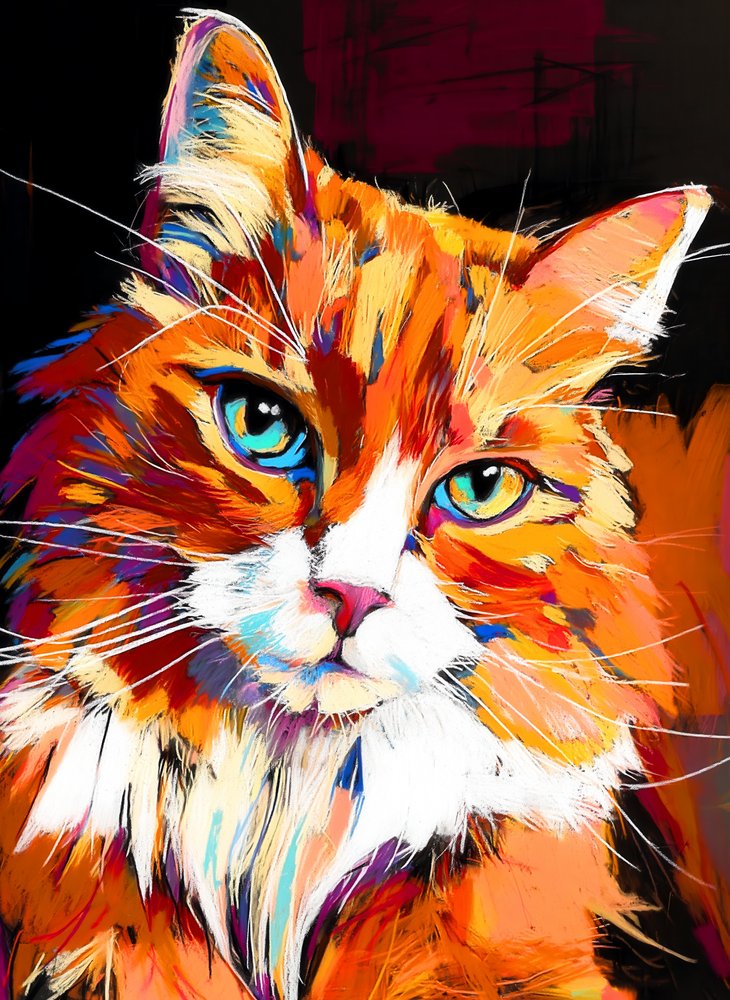 Colorful Cat Portrait by Justyna Jaszke