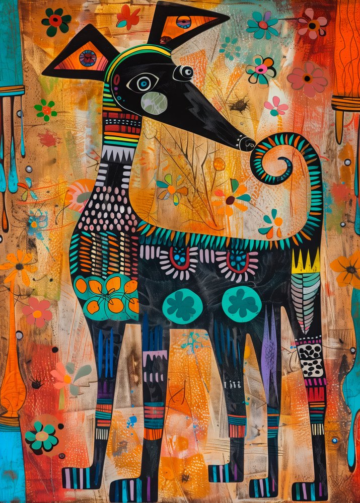 Colorful Folk Dog by Justyna Jaszke