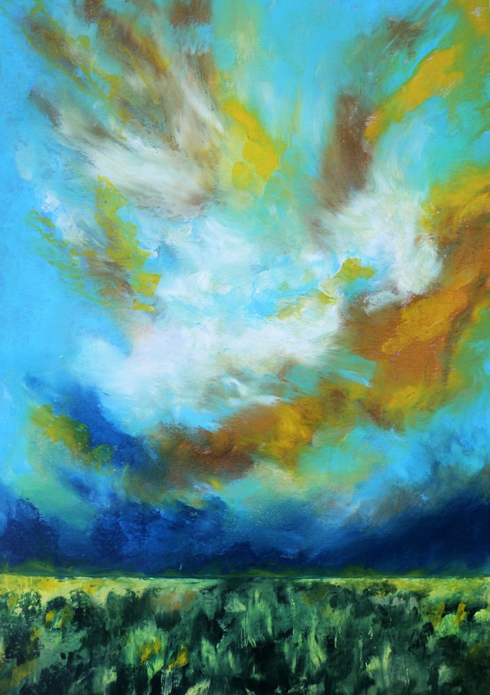 Dramatic Sky Over Field by Justyna Jaszke