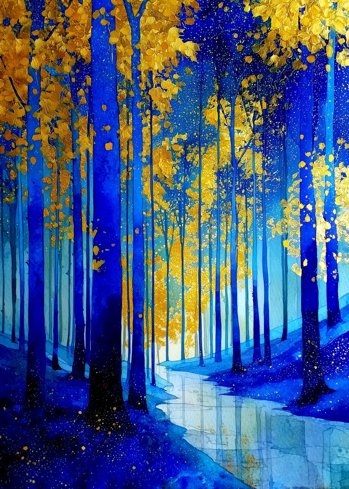 Golden Blue Forest by Justyna Jaszke