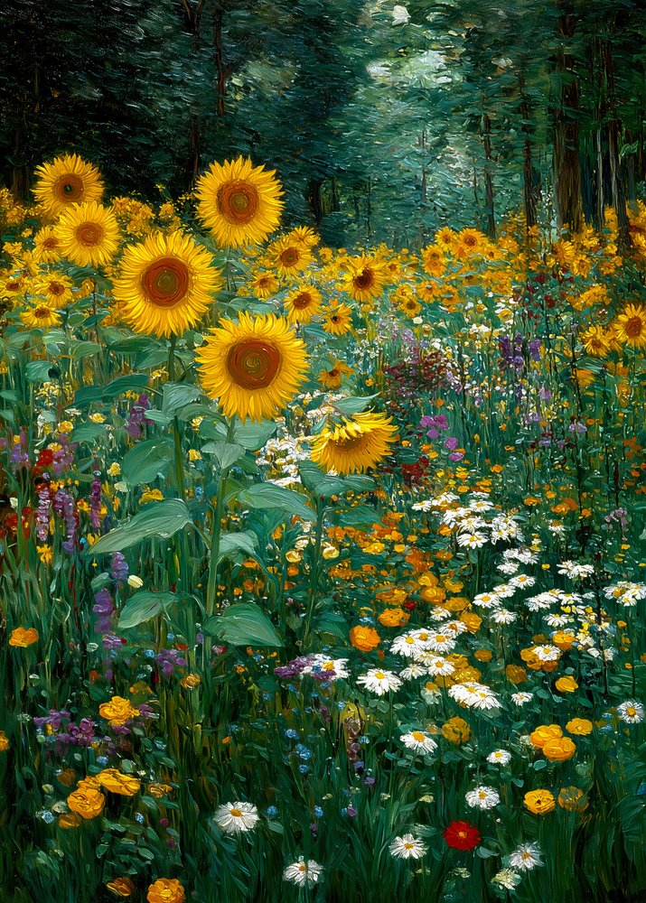 Golden Sunflower Forest Edge by Justyna Jaszke