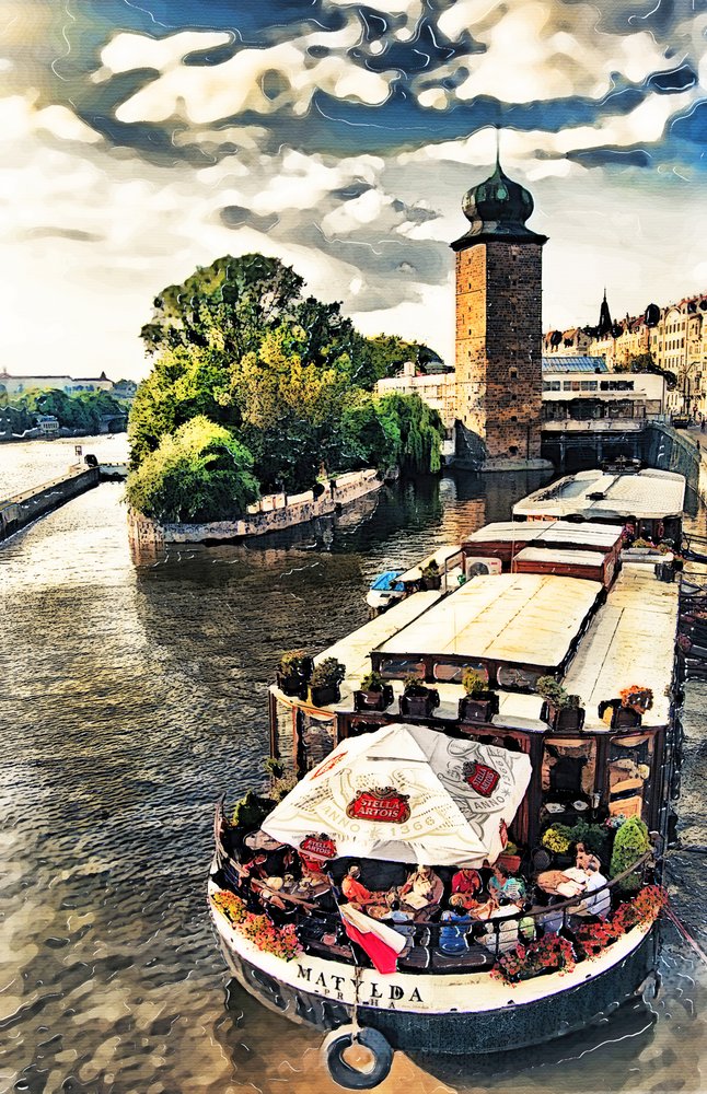 Lively Riverfront Dining by Justyna Jaszke