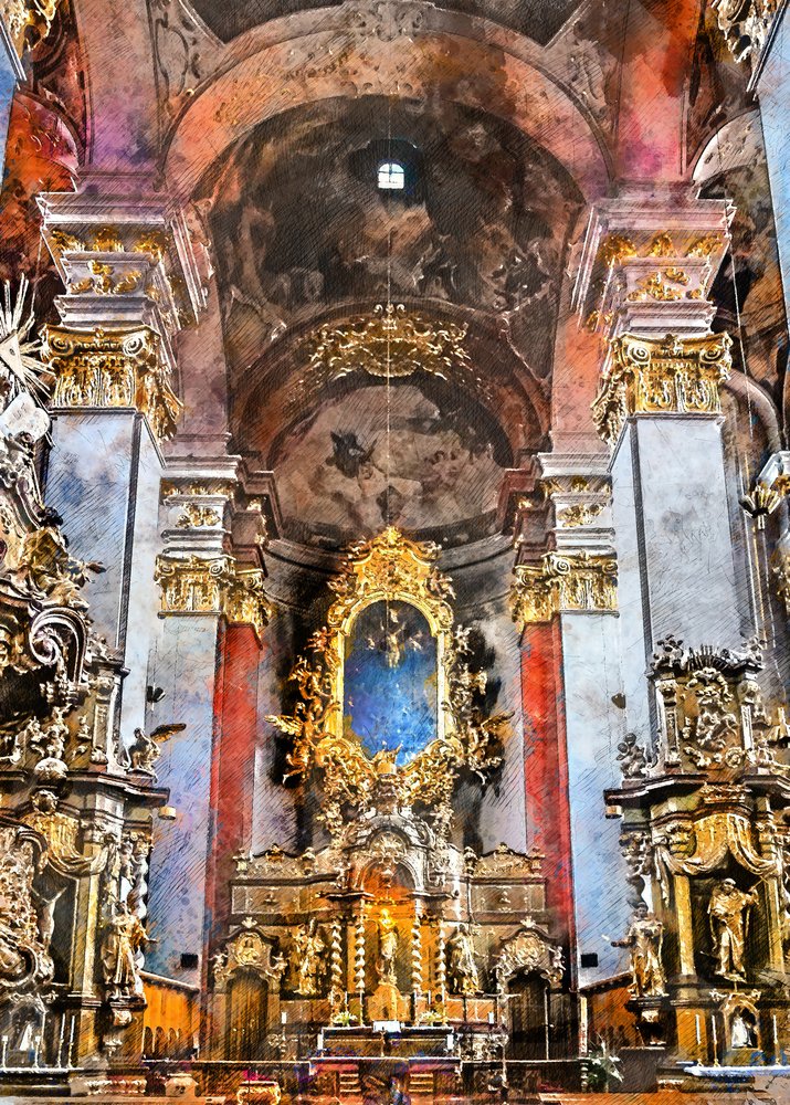 Ornate Church Interior by Justyna Jaszke