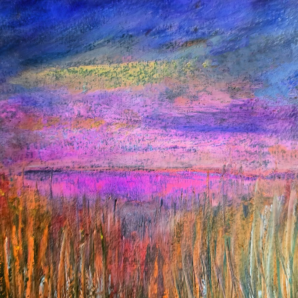Purple Sunset Marsh by Justyna Jaszke