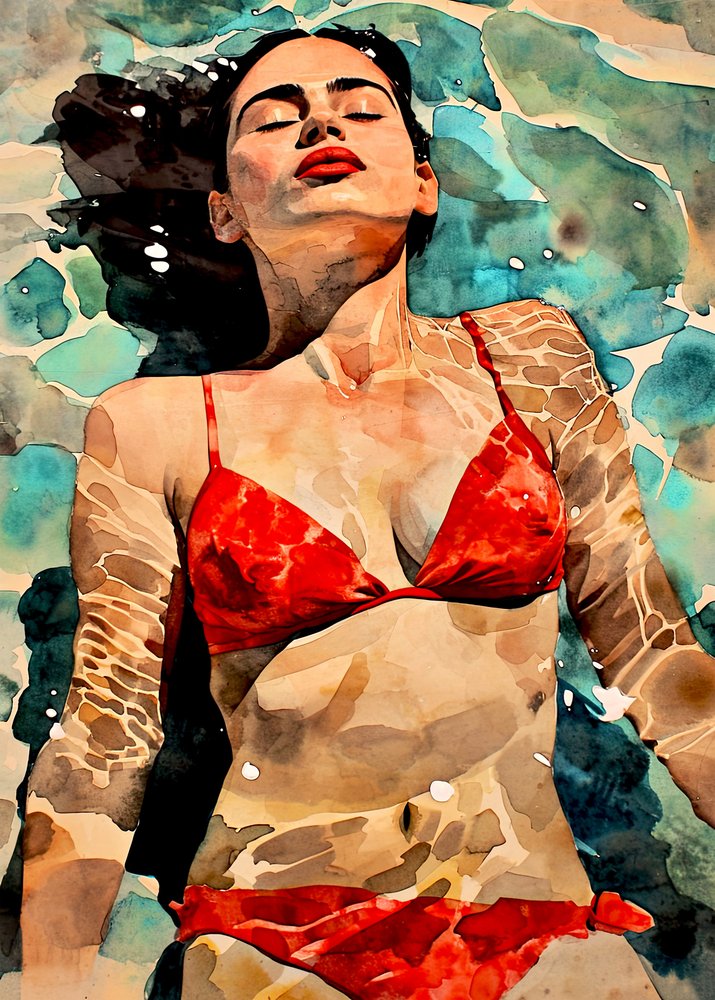 Red Bikini Serenity by Justyna Jaszke
