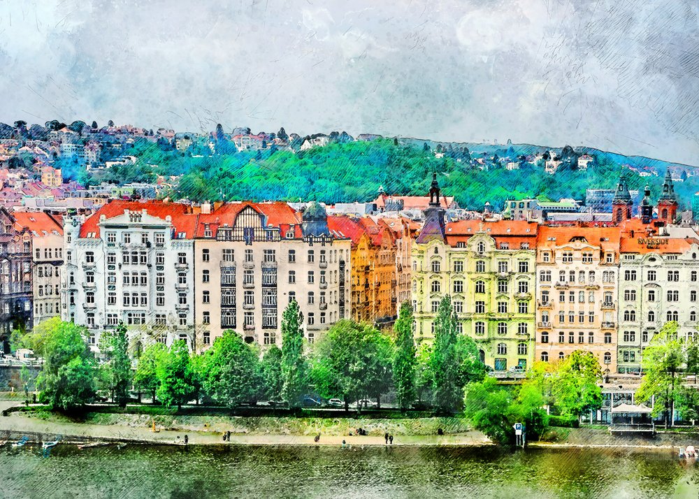 Vibrant Riverside City by Justyna Jaszke
