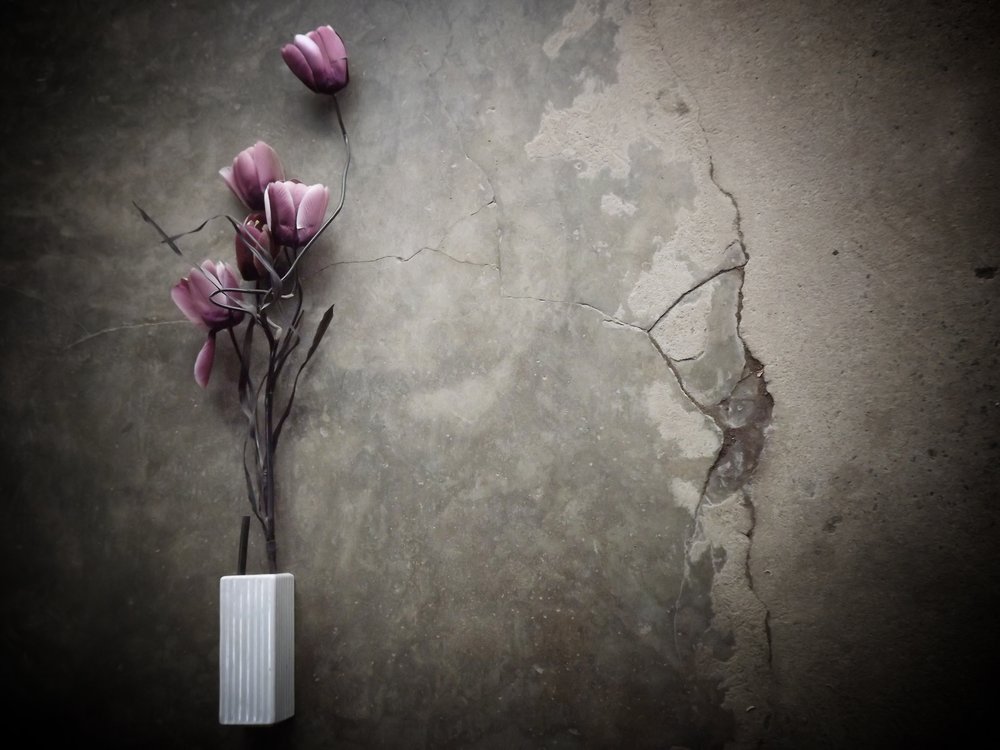 Moody Purple Flowers Concrete by Kahar Lagaa