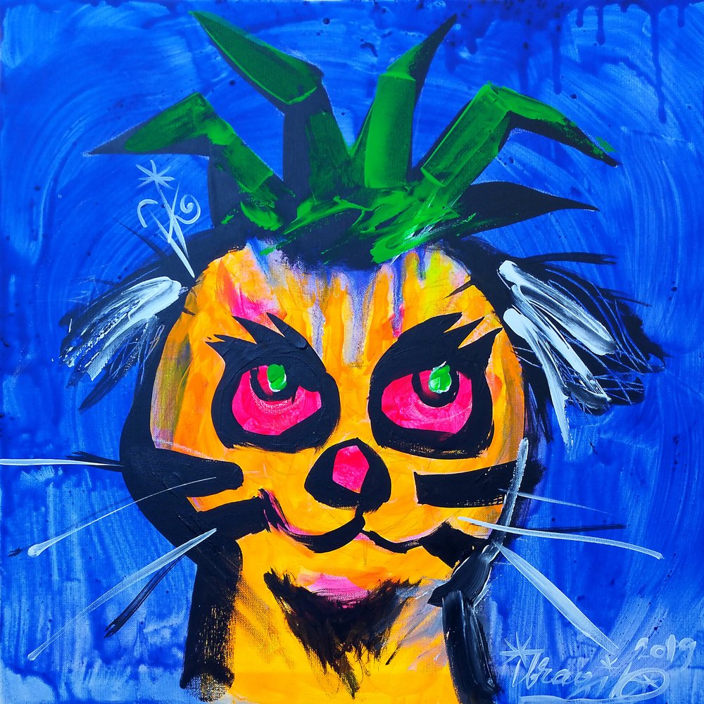 Colorful Pineapple Cat by Kanat Ibragimov