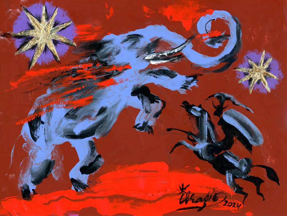Dynamic Elephant Battle by Kanat Ibragimov