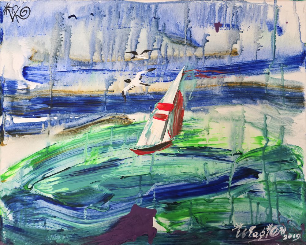 Dynamic Sailboat Seascape by Kanat Ibragimov