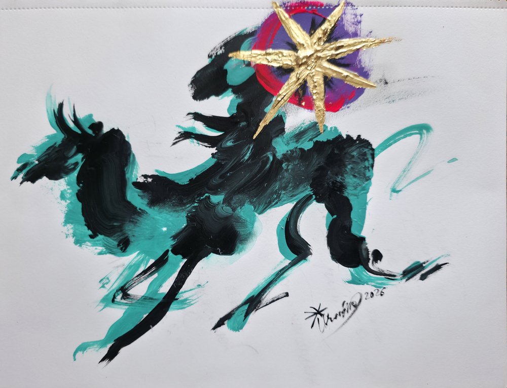 Energetic Golden Horse by Kanat Ibragimov
