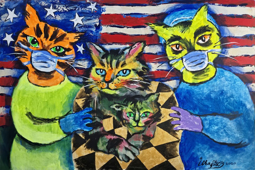 Patriotic Masked Cats by Kanat Ibragimov