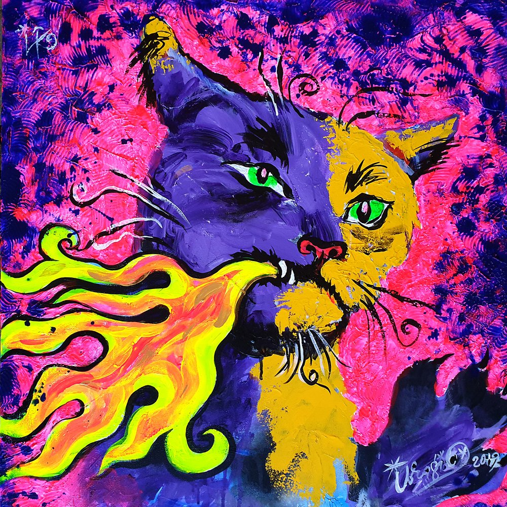 Vibrant Fire Breathing Cat by Kanat Ibragimov