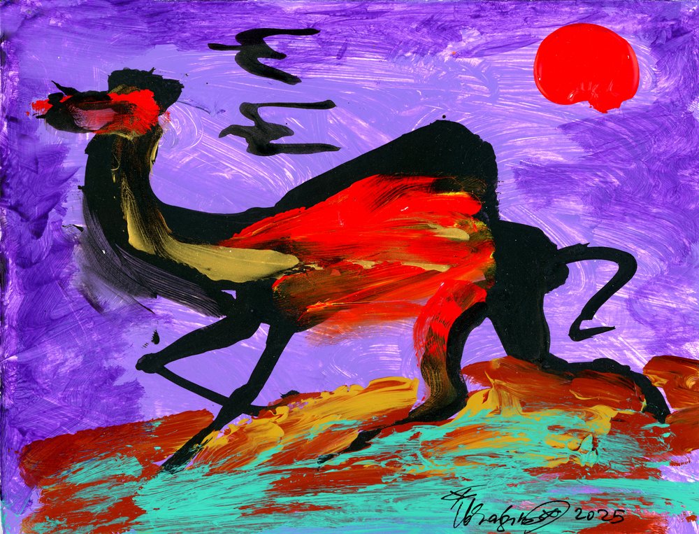 Camel and Birds by Kanat Ibragimov