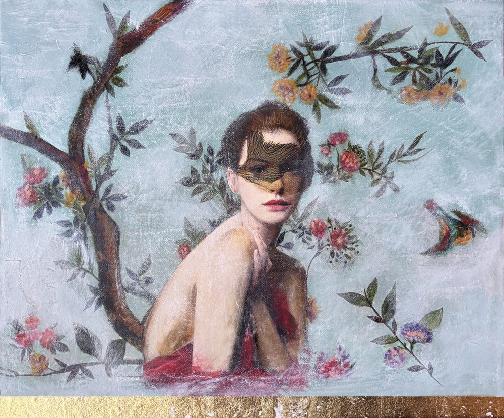 Masked Woman Garden Portrait by Karenina Fabrizzi
