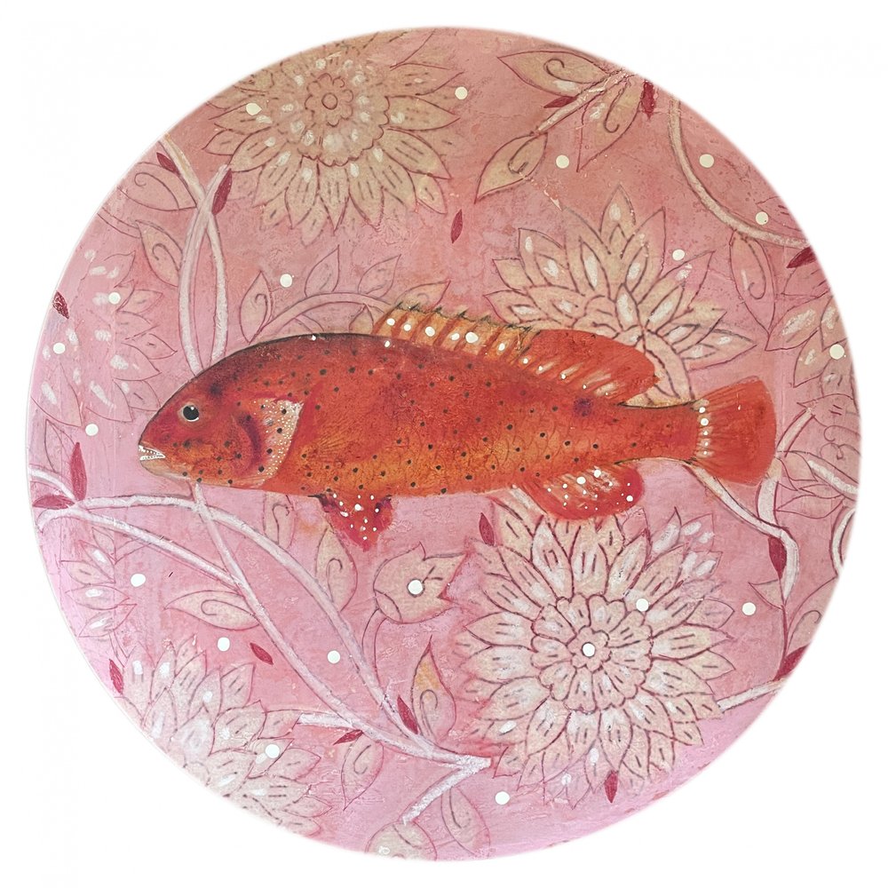 Red Fish Pink Floral by Karenina Fabrizzi