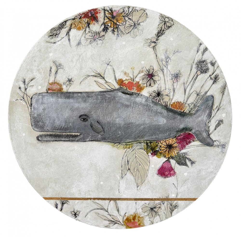 Whimsical Floral Whale by Karenina Fabrizzi