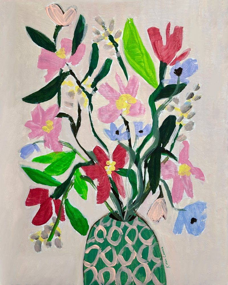 Colorful Vase Flowers by Karin Lauria