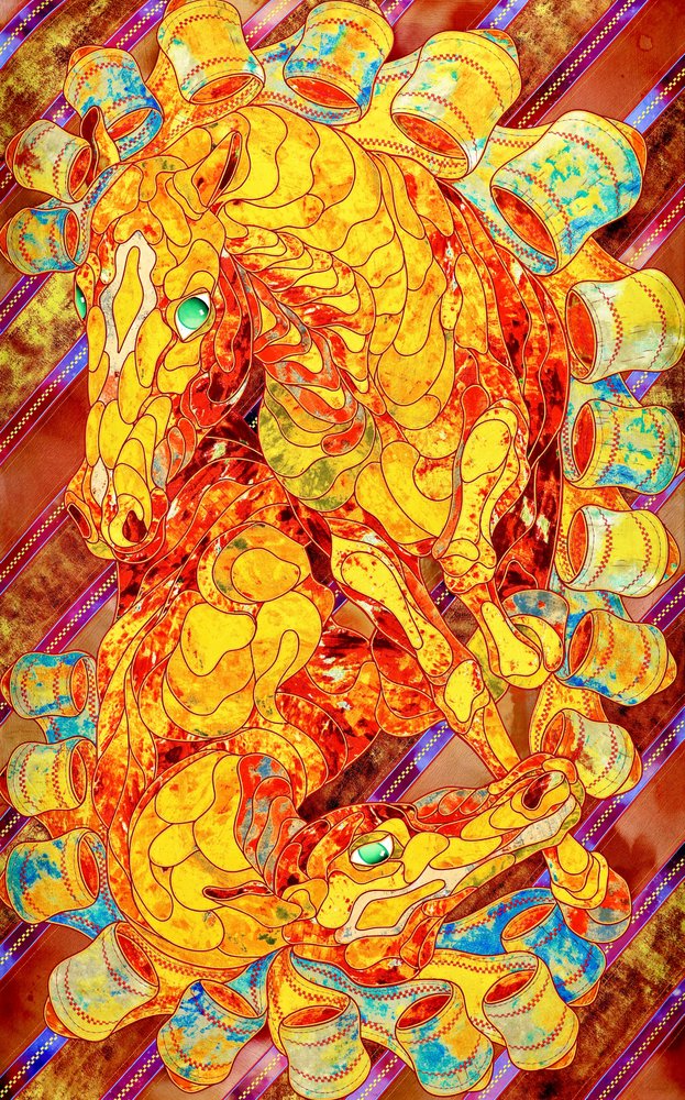 Golden Mosaic Horses by Kostyantin Malginov