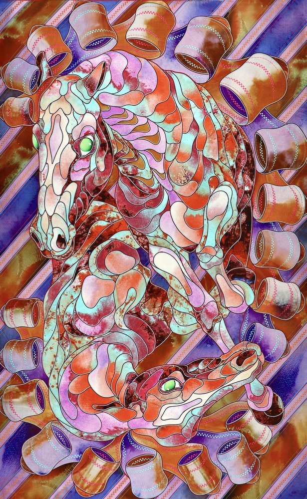 Vibrant Stained Glass Horses by Kostyantin Malginov