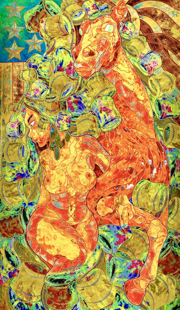 Vibrant Woman And Horse by Kostyantin Malginov