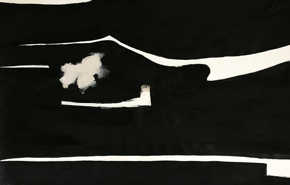 Black Abstract With Pink Flower by Kristin Brin