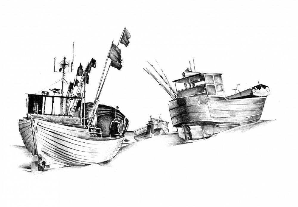 Beached Fishing Boats by Kulik