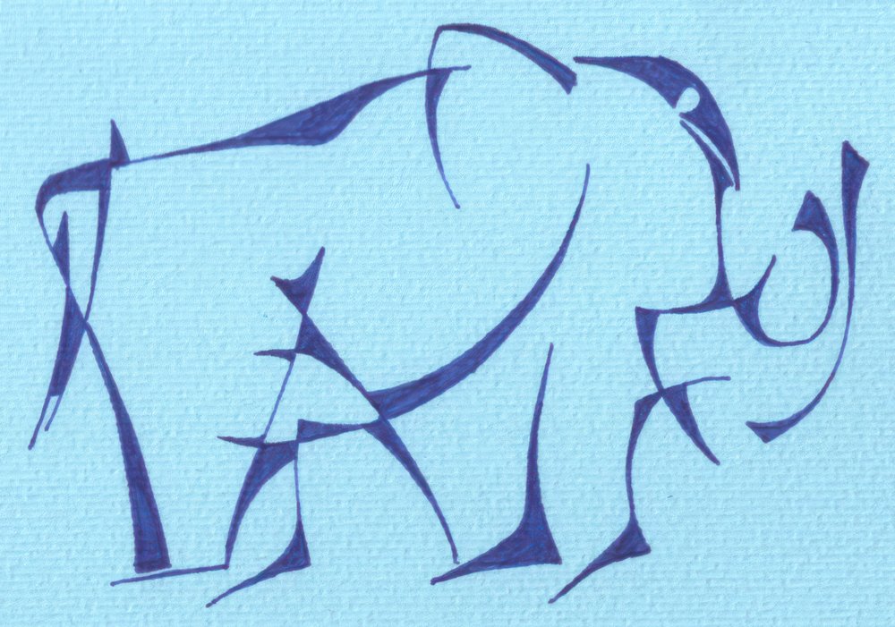 Blue Abstract Elephant by Kulik