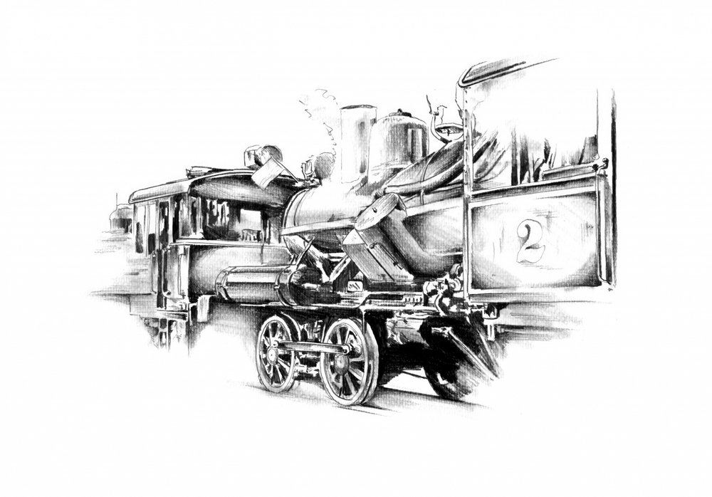 Classic Steam Train Sketch by Kulik