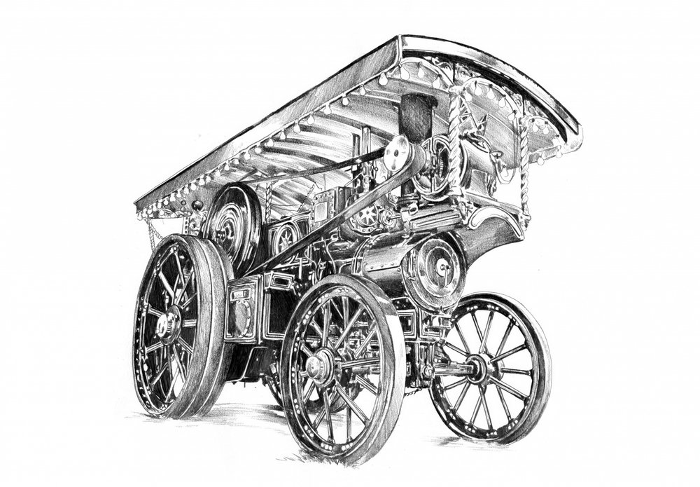 Detailed Steam Engine Drawing by Kulik