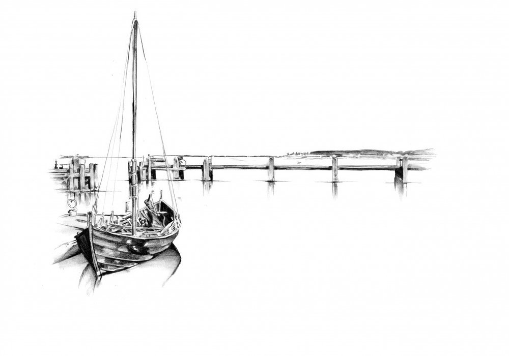 Tranquil Sailboat Drawing by Kulik