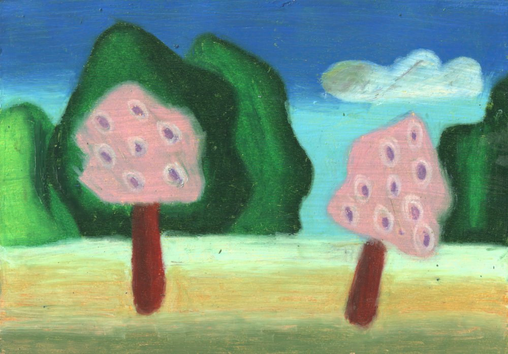 Whimsical Pink Tree Landscape by Kulik